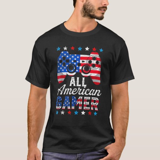 全米ゲーマーのビデオゲーム国旗アメリカ4位 Tシャツ (正面)