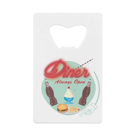 全米ダイナーヴィンテージ標識 クレジットカード栓抜き (正面)