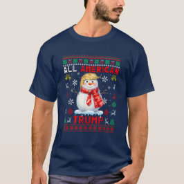 全米トランプクリスマス雪だるま社長 Tシャツ