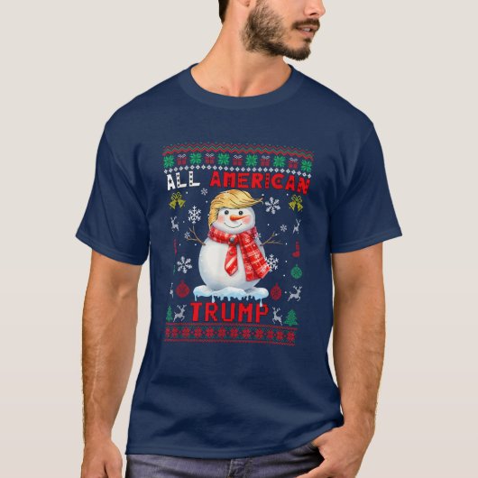 全米トランプクリスマス雪だるま社長 Tシャツ (正面)