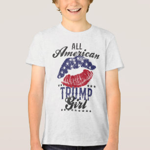 全米トランプ女子アメリカ国旗の唇Gop投票202 トライブレンドTシャツ