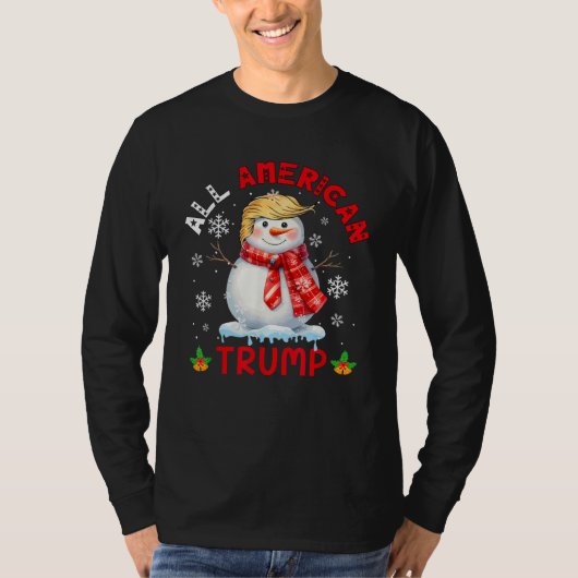 全米トランプ・クリスマス・雪だるま社長 Tシャツ (正面)