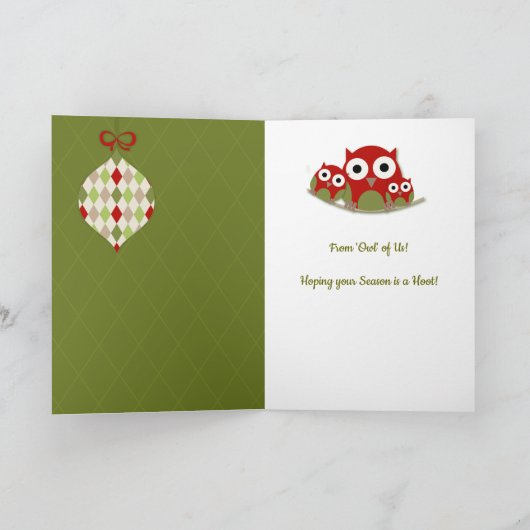全米トレンディーフクロウ家族クリスマス シーズンカード (内部)