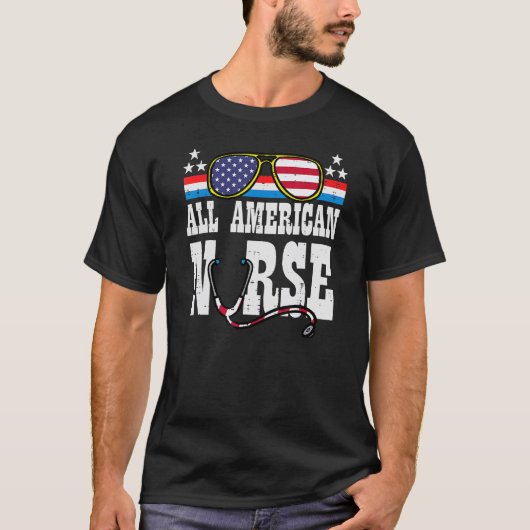 全米ナース7月4日スクラブトップRN Tシャツ (正面)