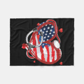 全米ナース7月4日愛国米国国旗 フリースブランケット (正面(横))