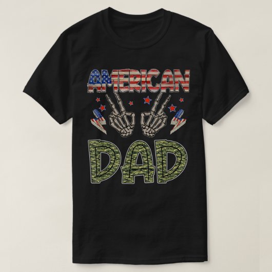 全米パパスケルトンSkeleton 4Th Of July Patriotic Us Tシャツ (デザイン正面)
