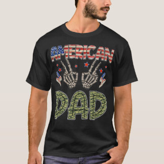 全米パパスケルトンSkeleton 4Th Of July Patriotic Us Tシャツ
