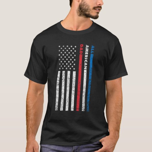 全米パパ愛国的なアメリカ国旗の父の日 Tシャツ (正面)