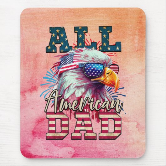 全米パパ7月第4日Bald Eagle USA国旗 マウスパッド (正面)