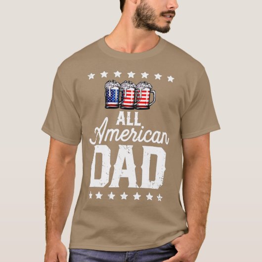 全米パパ7月4日ビールパパ父の日 Tシャツ (正面)