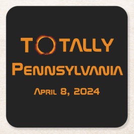 全米ペンシルバニア太陽の州2024日食 スクエアペーパーコースター