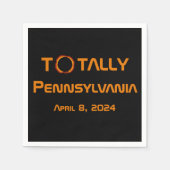 全米ペンシルバニア太陽の州2024日食 スタンダードカクテルナプキン (正面)