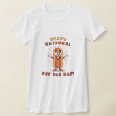全米ホットドッグ・デーの女性用 Tシャツ (レイダウン)