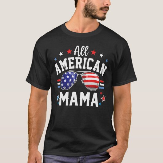 全米ママ愛国米国国旗4日7月ファミル Tシャツ (正面)
