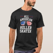 全米ローラースケート選手7月4日アメリカのFl Tシャツ (正面)