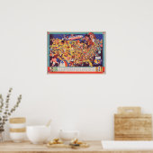 全米ヴィンテージフットボールの地図 ポスター (キッチン)