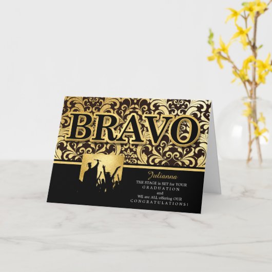 全米国卒業ブラボー金フェイク箔から カード (黄色い花)