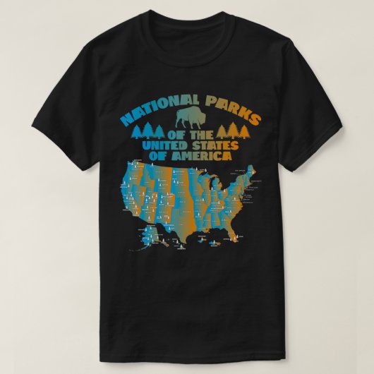 全米国立公園Tシャツハイキング&キャンピングパー Tシャツ (デザイン正面)