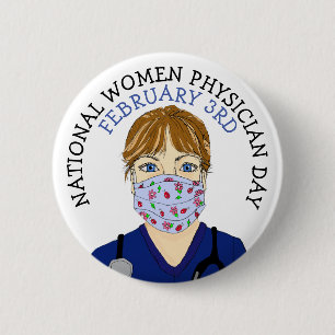 全米女性医師の日2月3日ボタン 缶バッジ