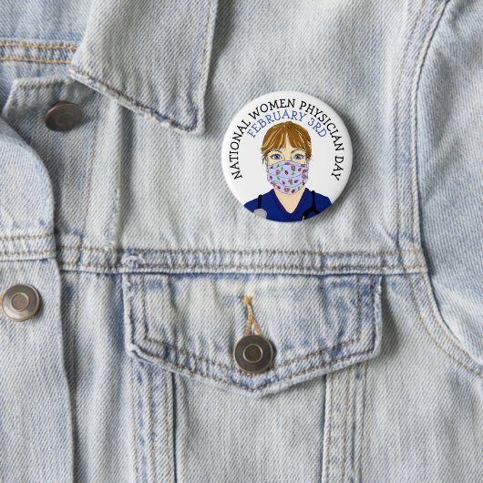 全米女性医師の日2月3日ボタン 缶バッジ (インサイチュ)