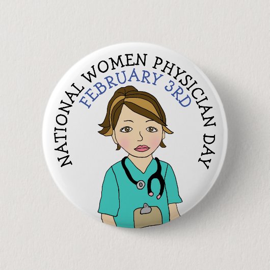 全米女性医師の日2月3日ボタン 缶バッジ (正面)