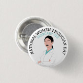 全米女性医師の日2月3日ボタン 缶バッジ (正面&裏面)
