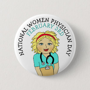 全米女性医師の日2月3日ボタン 缶バッジ