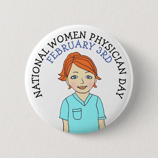 全米女性医師の日2月3日ボタン 缶バッジ (正面)