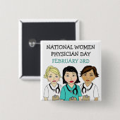 全米女性医師の日2月3日 缶バッジ (正面&裏面)