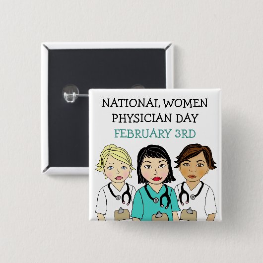 全米女性医師の日2月3日 缶バッジ (正面&裏面)