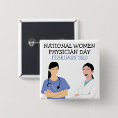 全米女性医師の日2月3日 缶バッジ (正面&裏面)