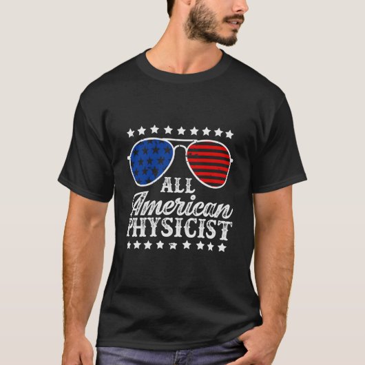 全米物理学者 アメリカ国旗 7月4日 愛国 Tシャツ (正面)