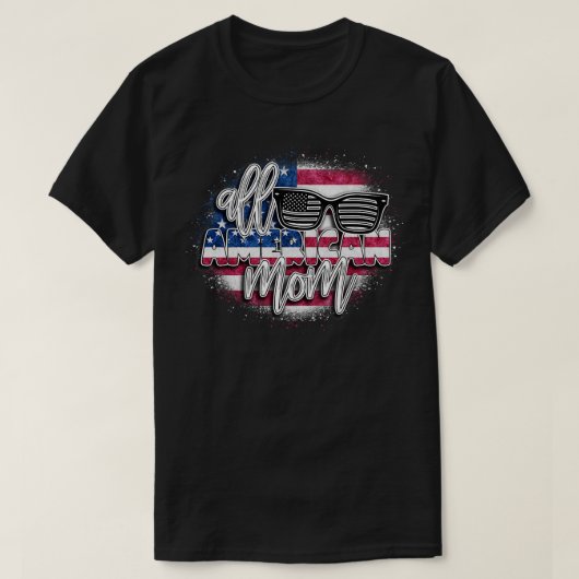 全米MOMアメリカ国旗のサングラスのマッチング4 Tシャツ (デザイン正面)