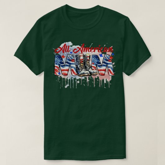 全米MOMアメリカ国旗のサングラスのマッチング4 Tシャツ (デザイン正面)