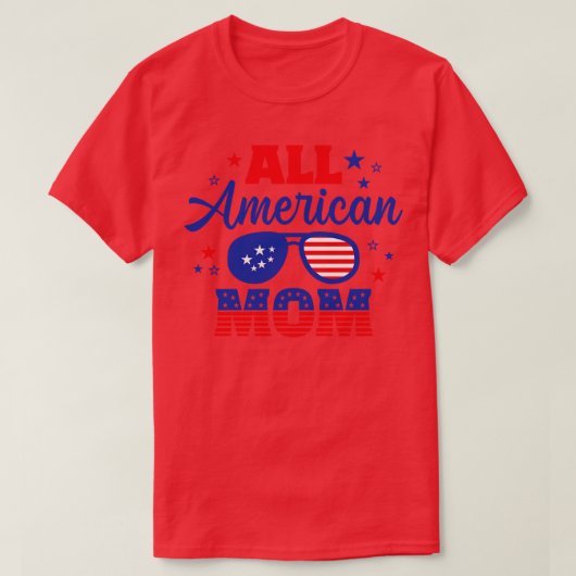 全米MOMアメリカ国旗のサングラスのマッチング4 Tシャツ (デザイン正面)