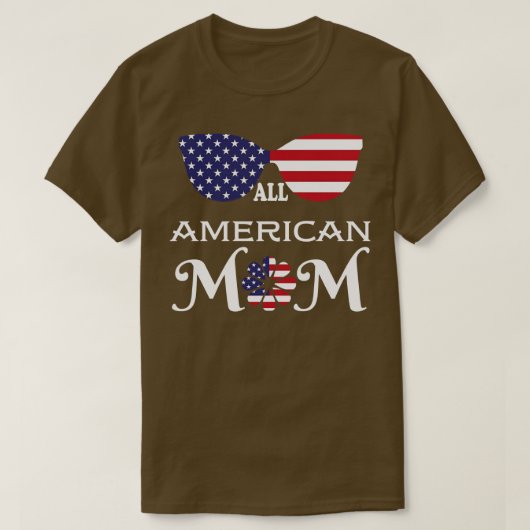全米MOMアメリカ国旗のサングラスのマッチング4 Tシャツ (デザイン正面)