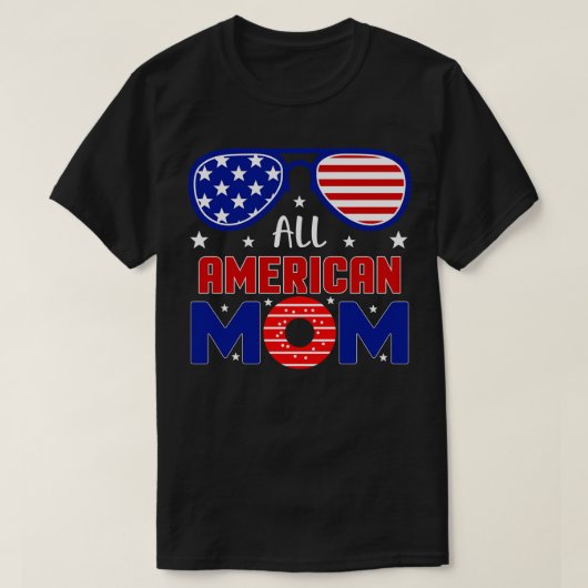 全米MOMアメリカ国旗のサングラスのマッチング4 Tシャツ (デザイン正面)