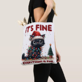 「全素晴らしてだ素晴らし!」 クリスマス猫 トートバッグ (クローズアップ)