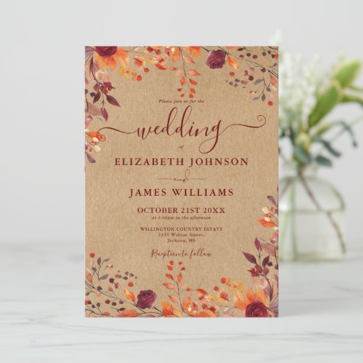 全素朴て秋の秋フローラ結婚 招待状 (スタンド正面)