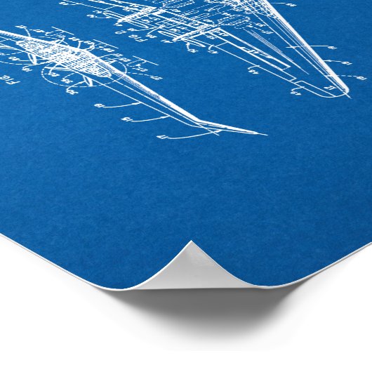 全翼航空機特許 – 青写真 ポスター (角)