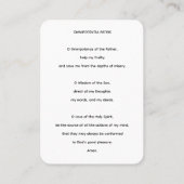 全能パトリスホーリートリニティ祈りの言葉カード 名刺 (裏面)