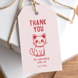 全色変更可 かわいい猫のサンクスカード ギフトタグ