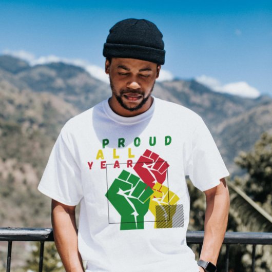 全誇りを持った年カラフル黄緑と赤拳 Tシャツ