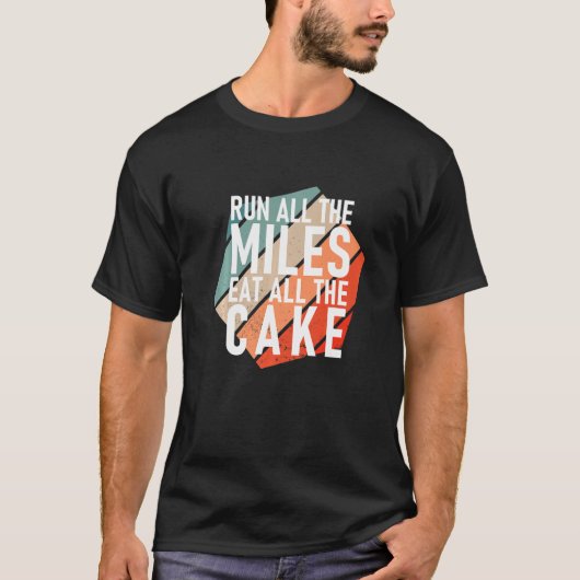 全走マイルの食べケーキのランナー Tシャツ (正面)