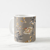 全身に茶色の背花模様 コーヒーマグカップ (正面左)