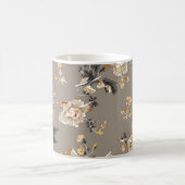 全身に茶色の背花模様 コーヒーマグカップ (中央)