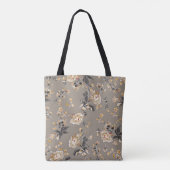 全身に茶色の背花模様 トートバッグ (裏面)