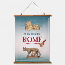 全道路ローマに通じる 吊り下げ型タペストリー