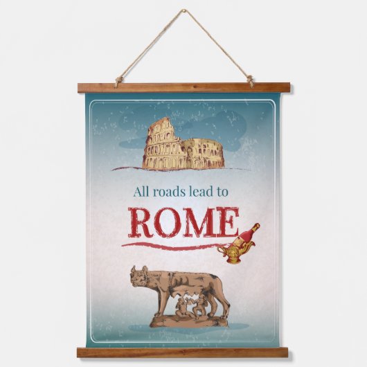 全道路ローマに通じる 吊り下げ型タペストリー (正面)