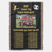 全選手の名前とフォトサッカーのコーチ贈り物 スローブランケット (正面縦)